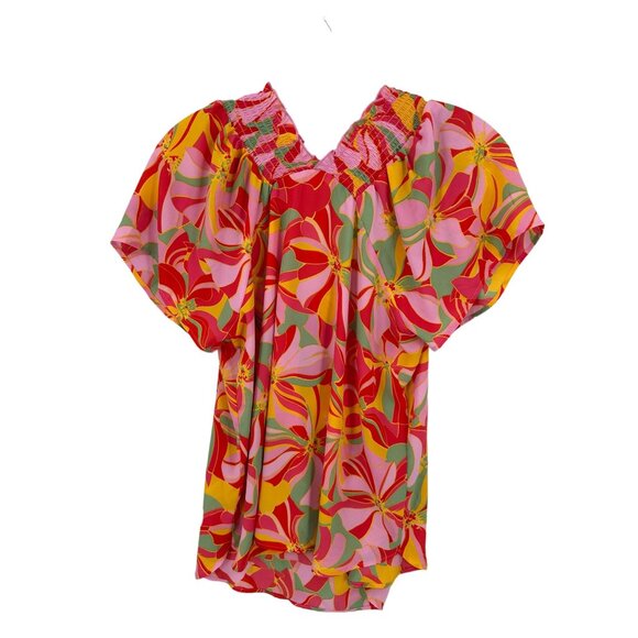 Pleione Women's Floral Print Smocked Top Size Medium‎ Boho Casual - Picture 9 of 10